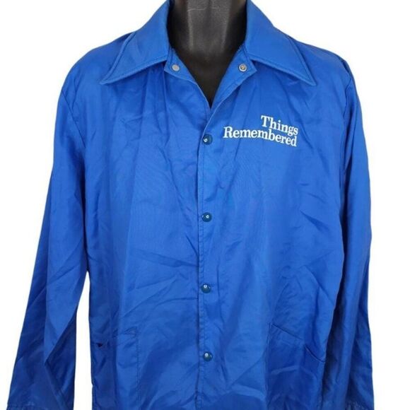 Vintage Things Remembered Windbreaker Jacket Mens Size Large Blue 80s Gift Shop - Picture 1 of 8